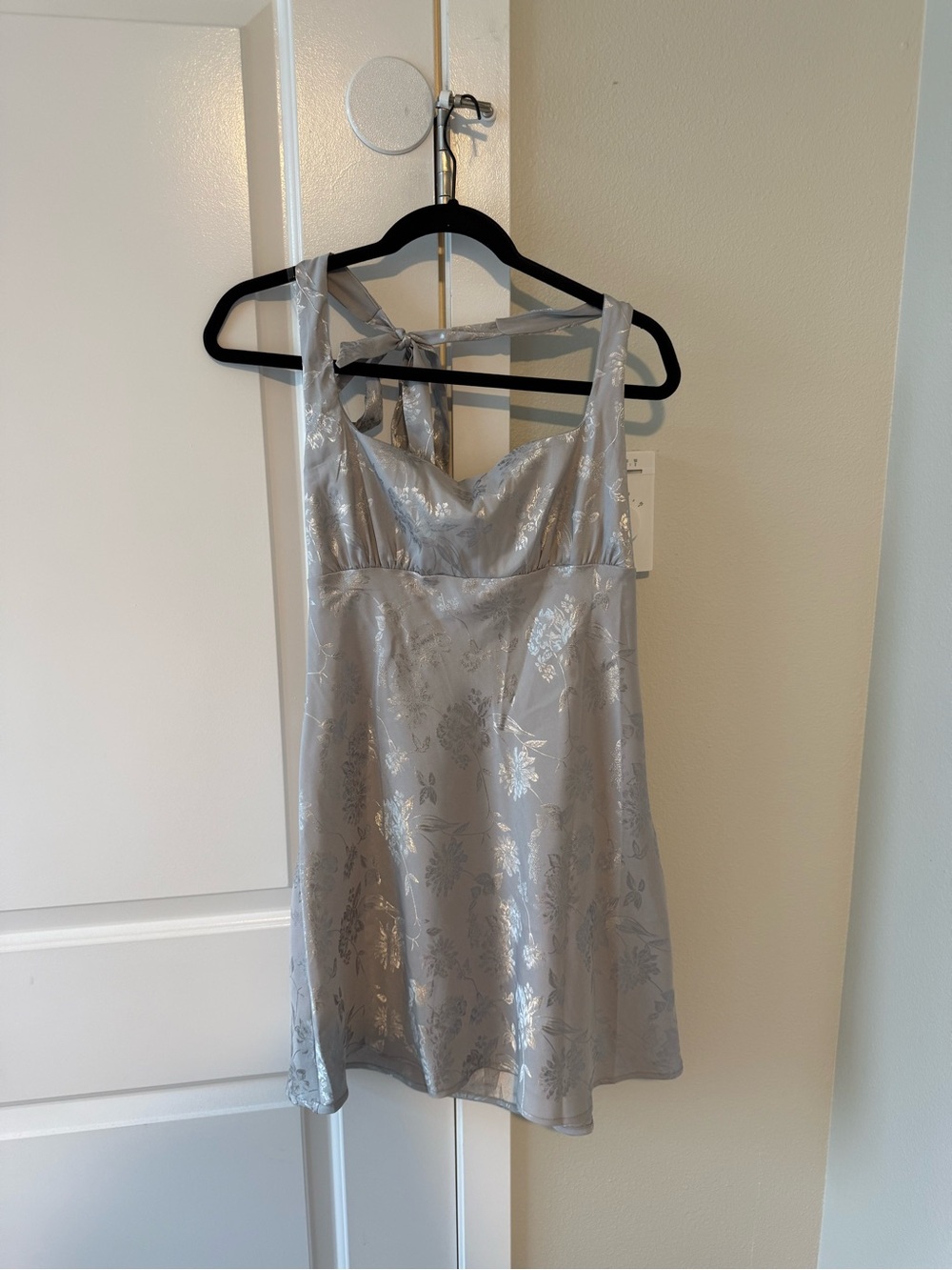 Target Silver Floral Satin Mini Dress